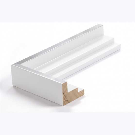 Échantillon de cadre — Eclipse (Blanc liseré argent, caisse en escalier)