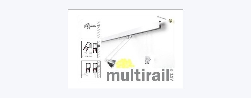 Cimaise électrique à éclairage intégré pour tableaux STAS Multirail lampe