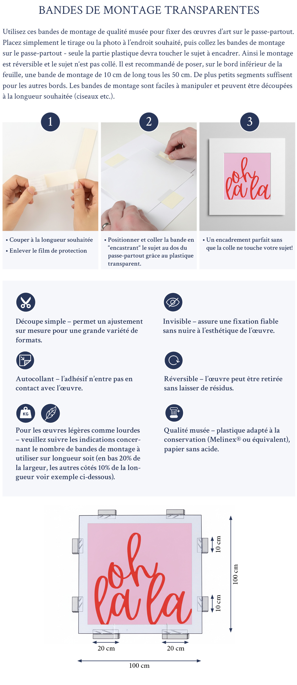 Bande de montage see through mounting strips lineco